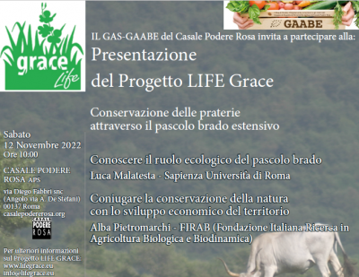 12/11 a Roma: Life Grace si presenta e invita alla degustazione di prodotti grass-fed da aree Natura2000