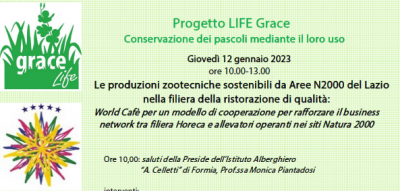 World Cafè LIFE Grace: le produzioni zootecniche “green” delle aree protette del Lazio nella filiera della ristorazione di qualità a Formia