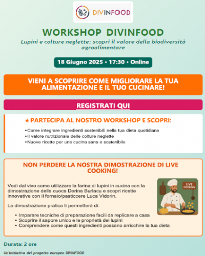 Partecipa il 18 giugno al workshop online del progetto europeo DIVINFOOD!